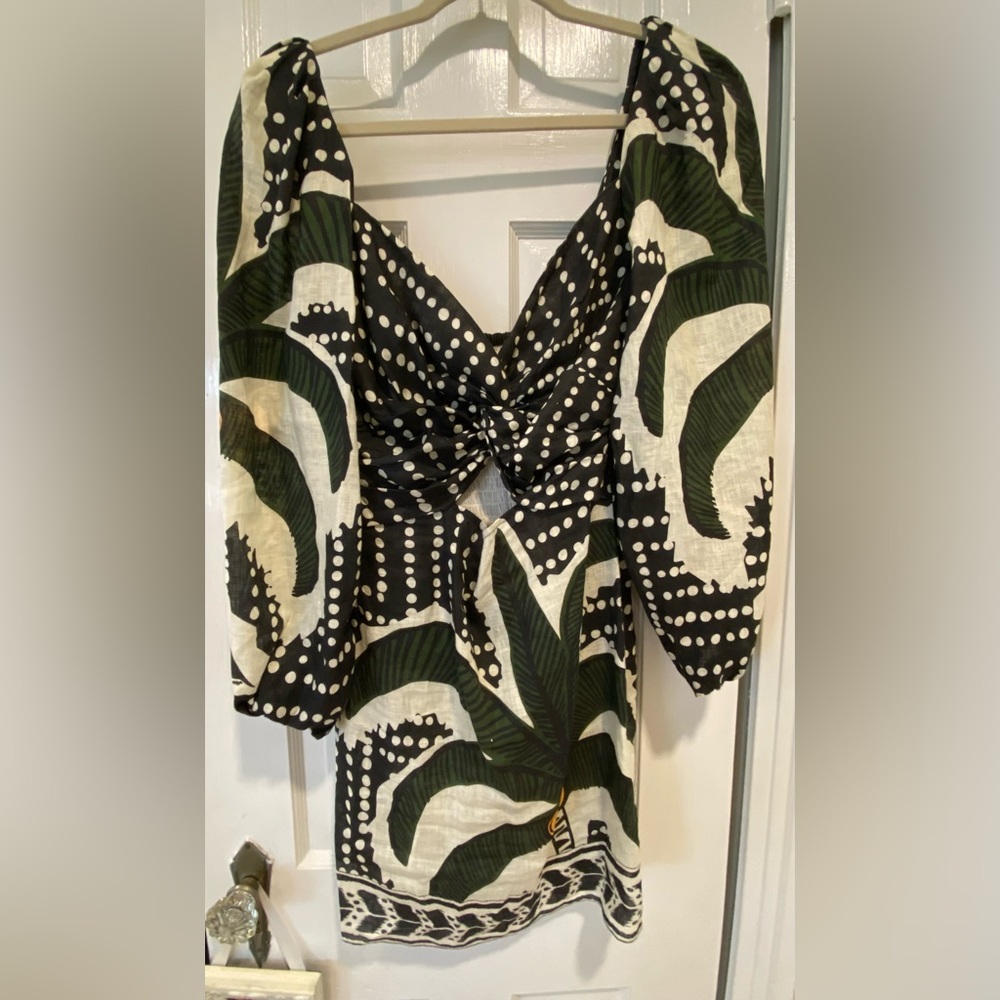 Johanna Ortiz Artadecer Tropical long Sleeve Linen Dress